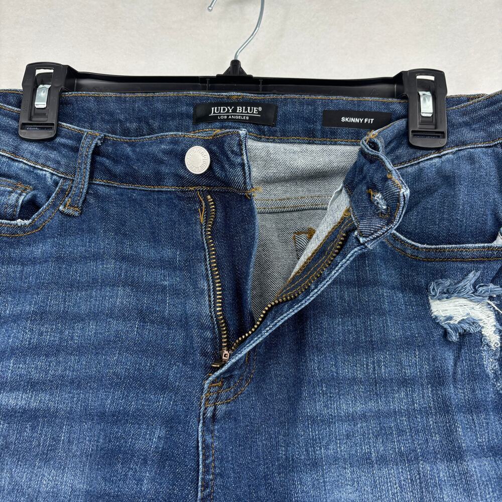 Judy Blue Cuffed Ankle Jeans Size 15 Skinny Fit Distressed Raw Hem Stretch Denim - Picture 3 of 13